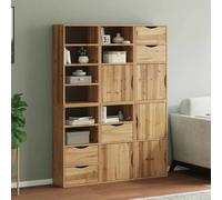 Ziaphsol Juego de 6 armarios auxiliares ODDA, 40 x 24 x 79 cm, madera maciza de pino acabado en cera de miel, diseño modular para cocina y salón, almacenamiento versátil