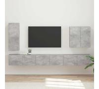 Ziaphsol Juego de estantes de pared para TV, 6 unidades, hormigón gris, versátil, para sala de estar y cine en casa, con espacio de almacenamiento, gestión de cables y elementos ajustables