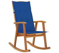 Ziaphsol Mecedora con cojín de madera de acacia maciza resistente a la intemperie y duradera para balcón, terraza, jardín, salón con cómodo respaldo y cojín, apilable, ahorra espacio, ideal para
