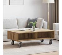 Ziaphsol Mesa auxiliar con ruedas de roble Artisan, 90 x 50 x 30 cm, para dormitorio, salón, mueble móvil con espacio de almacenamiento, adecuado para camas, camas de plataforma, versátil, duradero