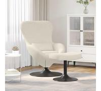 Ziaphsol Silla de huevo con reposapiés de terciopelo crema moderno sillón con base giratoria de 360 grados para salón, dormitorio, oficina, relajarse y leer
