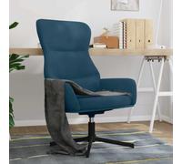 Ziaphsol Sillón de relax de terciopelo azul con reposabrazos, giratorio 360 grados, sillón ergonómico con cojín, sillón de salón, estable con estructura de metal, asiento cómodo para salón y