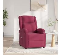 Ziaphsol Sillón de relax eléctrico de terciopelo rojo vino con respaldo ajustable y reposapiés para salón, oficina o salón, con marco de metal de madera estable, 3 posiciones, cómodos reposabrazos