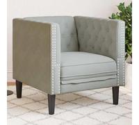 Ziaphsol Sofá de terciopelo gris claro de 74,5 x 71 x 70,5 cm con acolchado de espuma, diseño moderno, cierre de botón duradero, versátil para salón, oficina, salón, estilo escandinavo, acogedor