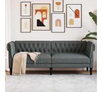 Ziaphsol Sofá esquinero Chesterfield gris oscuro, 201,5 x 74,5 x 74,5 cm, poliéster, con función de sueño, diseño de salón, oficina, cama de invitados, moderno, estilo escandinavo, vintage