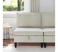 Ziaphsol Sofá esquinero con almacenamiento de terciopelo crema, diseño moderno, extensible, con función de sueño, caja de cama duradera, para salón, oficina, salón, estilo escandinavo