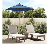 Ziaphsol Sombrilla con mástil de madera, color azul celeste, 196 x 231 cm, resistente a los rayos UV, impermeable, plegable, para jardín, balcón, terraza, playa, cenador, resistente al viento
