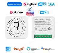 Zigbee-interruptor inteligente con WiFi para el hogar, Monitor de potencia, 16A, módulo de interruptor de luz Tuya, relé de voz DIY para Alexa y Google zigbee