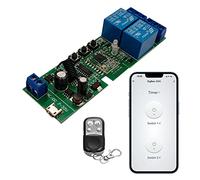 Zigbee Módulo de relé inteligente de 2 canales con control remoto 433 RF USB 5V 7-32V Interruptor Jog/Lock para eWelink ZigBee Hub, Tuya Smart ZigBee Hub,Alexa/Google Home (requiere ZigBee Hub)