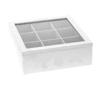 ZIHDKE Caja de almacenamiento vintage con 9 compartimentos, organizador escritorio for té, café, bolsas, multifunción, for el hogar para Bolsitas de Té(White)