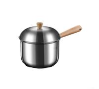 Zilimontt Mini olla de leche de acero inoxidable con mango de madera, cacerola pequeña para calentar leche, mantequilla, café, té, olla de cocina de una sola porción, parte inferior antiadherente (400