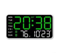 Zilimontt Reloj digital LED Reloj de pared con visualización de temperatura Fecha Semana Función Reloj de escritorio montado en la pared Pantalla activada por voz Temporizador de fuente de