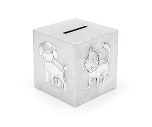 Zilverstad Hucha con Forma de Cubo de Mascotas Plateado