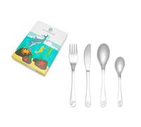 Zilverstad - Juego de 4 cubiertos infantiles animales marinos acero inoxidable