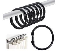 Zimoer 12 Piezas Anillos de Cortina de Ducha de Plástico, Anilla para Cortina de Ducha Ganchos de Cortina de Ducha Anillas Cortina Ducha de Cierre Fácil a Presión Anillo de Cortina de Puerta (Negro)