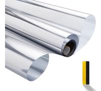 Zindoo Vinilo Espejo para Ventanas Película Anticalor,75 x 200 cm, Plata