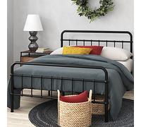 Zinus 36 cm Florence, somier de Plataforma de Metal, con cabecero y piecero de fundición, Soporte de aleación de Acero, Base de colchón, fácil Montaje, Negro, 90 x 190 cm