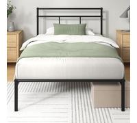 Zinus Cama Elias de 200 x 90 cm - 30 cm de Alto - Estructura de Metal con cabecero - Cama de Metal con somier - No Requiere somier - Espacio bajo la Cama - Diseño Moderno - Negro