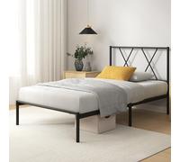 Zinus Elias Somier 90x190 cm - Altura 30 cm - Base Cama Individual en Acero con Cabecero - Láminas de Metal - Montaje Fácil- Espacio de Almacenamiento - Negro