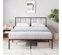 Zinus Justin Cama matrimonial - Cama de 160 x 190 cm - Base de Metal Duradera con cabecero - Altura 30 cm - Somier de Metal Incluido - Espacio de Almacenamiento Debajo - Diseño Moderno - Negro