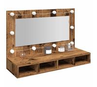 ZIRLANLV Mueble Espejo de Baño con Iluminación, Material de Madera y acrílico. (Madera Vieja)