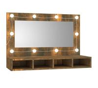 ZIRLANLV Mueble Espejo de Baño con Iluminación, Material de Madera y acrílico. (Roble Ahumado)
