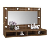 ZIRLANLV Mueble Espejo de Baño con Iluminación, Material de Madera y acrílico. (Roble marrón)