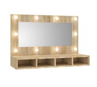 ZIRLANLV Mueble Espejo de Baño con Iluminación, Material de Madera y acrílico. (Roble Sonoma)