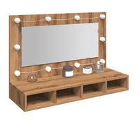 ZIRLANLV Mueble Espejo de Baño con Iluminación, Material de Madera y acrílico. (Robles artesanales)
