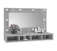 ZIRLANLV Mueble Espejo de Baño con Iluminación, Material de Madera y acrílico. (Sonoma Gris)