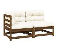 ZIRLANLV Sofá Esquinero de Jardín con Cojines, Muebles de Jardín Modulares, Sillón para Terraza, Balcón, Madera Maciza de Pino (Marrón Miel #48)