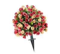 Zisemeil Árbol Topiario de Rosas Artificiales con Estaca de Tierra para | Rosal de Imitación de Plástico, Follaje Realista, Resistente a los Rayos UV, sin Mantenimiento, Fácil Instalación de