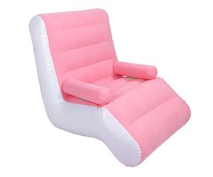 Zisemeil Sofá hinchable con flocado suave, diseño ergonómico, sofá inflable para el hogar, viajes, oficina, 140 x 85 x 80 cm (rosa)
