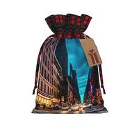 ZISHAK Streets Of New York City Exquisita bolsa de regalo de arpillera con cordón, versátil bolsa de regalo de arte de tela para festividades