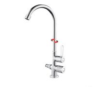 ZiStarlilife 1 paquete de grifo de jardín giratorio de 360 grados con doble salida de aleación de zinc cromado para patio, balcón, lavado de coche, 34 x 17 cm