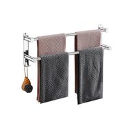 Ziyonix Toallero Doble Ajustable Toalleros de Baño, Toalleros de Baño Sin Taladro Toallero Pared de Acero Inoxidable para Pared de Cocina de Baño con 2 Ganchos para Baño Cocina