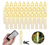 ZIYOUDOLI LED Velas de Navidad Set de LED Velas de Árbol de Navidad Inalámbrico Luces de Árbol de Navidad Velas cónicas LED, con Clips remotos y extraíbles,para navidad decoracion (30 Piezas, Beige