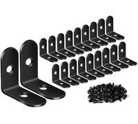 ZiYuya Escuadras de Esquina de Metal en L de Servicio Pesado Junta de Ángulo Recto Soporte de Estante Escuadras de Esquina Soporte de Pared para Estantes Muebles de Madera Armario (Negro, Paquete de