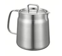 ZJchao Contenedor de Grasa de Acero Inoxidable de 1,5 L, Contenedor de Grasa para Tocino, Lata de Almacenamiento de de Tocino con Filtro de Malla Extraíble y Boquilla sin Go (Lijada)
