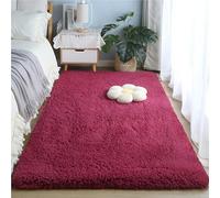 ZJEQZH Alfombras De Habitación Suaves y Mullidas, Pie De Cama Lavable Antideslizante De Pelo, para Dormitorio Matrimonio/Infantil/Juvenil y Salón(Wine Red,100 x 120 cm)