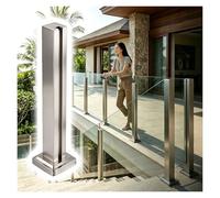 ZJKXJH Poste Barandilla Cubierta Poste de Fijación de Vidrio, Soporte de Panel Sin Marco para Terraza/Porche/Patio, Columna Fija de Suelo con Accesorios(End Post-Silver,H-36in/91.4cm)