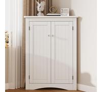 ZKLOEP Armario esquinero blanco de 2 puertas triangular, 3 niveles, tablero de fibra de densidad media, superficie lacada, ahorro de espacio, para baño, cocina, sala de estar, 61,5 x 80 cm
