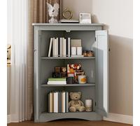 ZKLOEP Armario esquinero gris de 2 puertas, 3 niveles, tablero de fibra de densidad media, superficie lacada, ahorro de espacio, para baño, cocina, salón, 61,5 x 80 cm