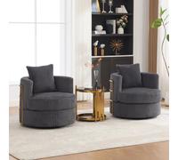 ZKLOEP Juego de 2 sillones de pana giratorios de 360 grados, reposabrazos acolchados de espuma de alta densidad, espacio de almacenamiento debajo del asiento, adecuado para dormitorio, sala de estar