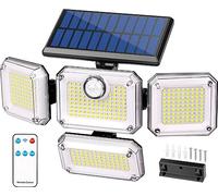ZLGUBAY Luces solares de seguridad, 3 modos, sensor de movimiento, impermeable, reflector solar con panel solar separado, 333 LED 270° gran angular para decoración de pared de jardín exterior