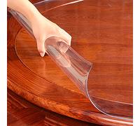 Zlovne Mantel Transparente de PVC Plástico Redondo,Cubierta de Mesa de Vidrio Suave Impermeable,Mantel Protector de Mesa de Comedor Interior,Espesor 1 mm,60-155 cm de Diámetro (Diameter 120cm/47inch)