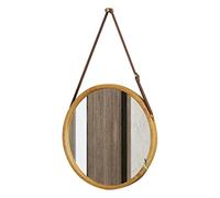 ZLSNOBLE Espejo De Baño Redondo, Espejo De Pared Decorativo con Borde De Bambú Espejo para El Baño Dormitorio Sala De Estar(30cm)
