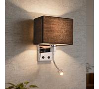 ZMH Aplique negro con lector LED 360° y pantalla de tela E27