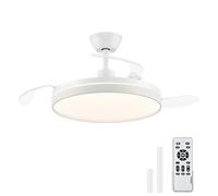 ZMISHIBO-Ventilador de Techo con Luz 106cm Ventilador sin Aspas CCT 3000K-65000K Función Verano-Invierno,Motor DC 30W+Luz LED 38W,6 Velocidades,Silencioso,Temporizador 2H/4H (Blanco)