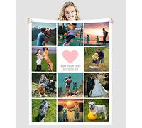 Zmkar Manta Personalizada con Foto Texto, Mantas Adulto bebé Personalizadas Regalos para Papá, Mamá, Niños, Amigos y Amantes, Navidad San Valentín Cumpleaños Regalo (100x150cm, 11 Fotos)